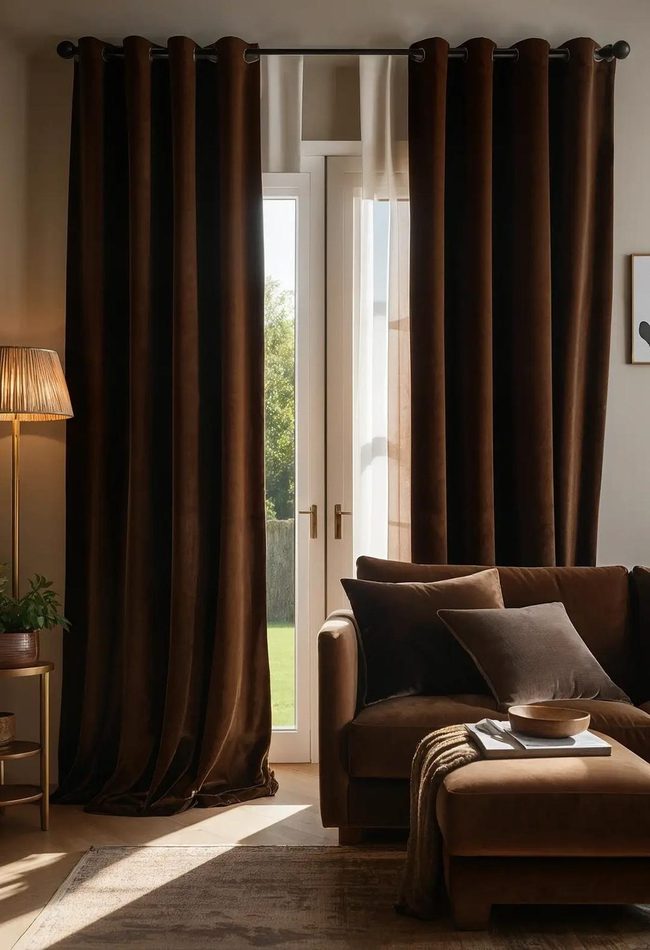 Layered Brown Curtains For Year-Round Style