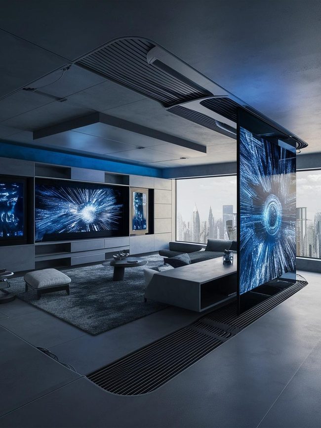 Gray Blue Sitting Area, Hidden Tech