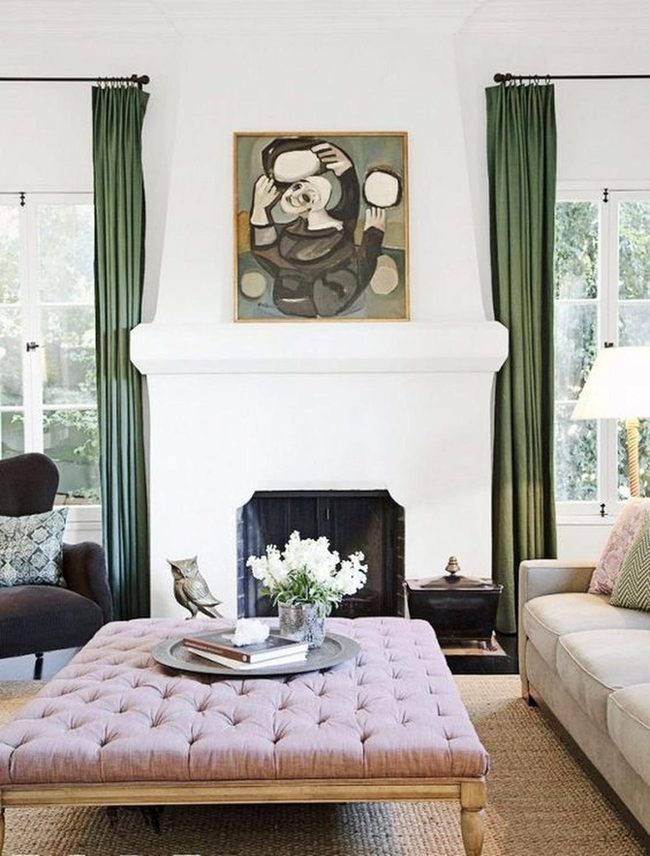 Pink Ottoman Meets Forest Green