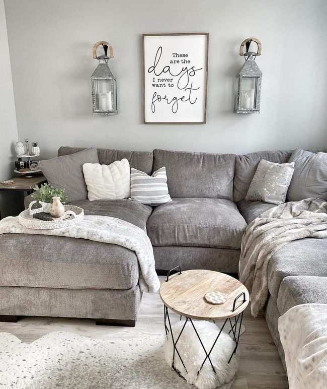 Gray Sectional With Metal Cage Base
