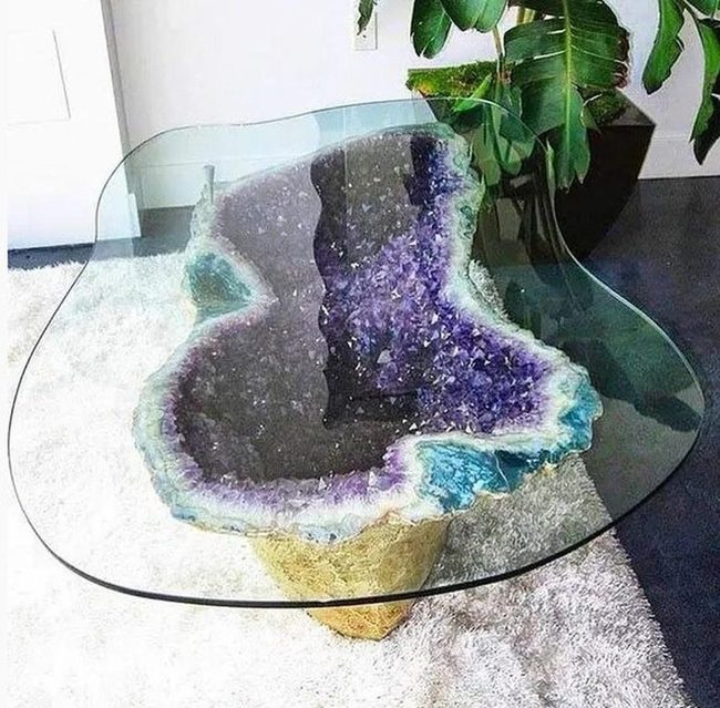 Purple Geode Coffee Table Statement