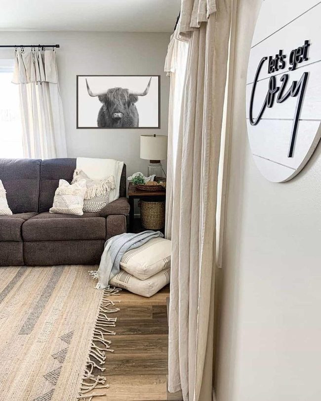 Modern Grey Walls With Statement Bull Art