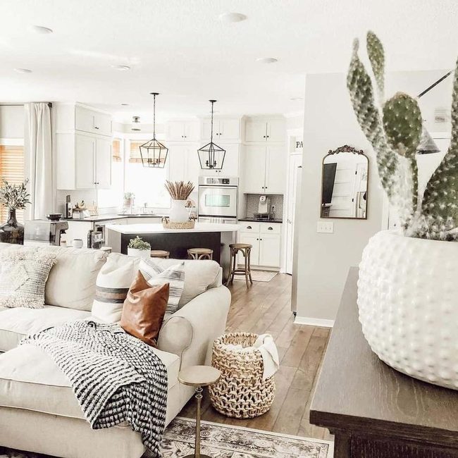 Cream And Brown Boho Living