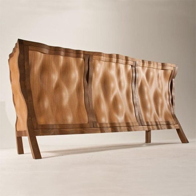 Wavy Wood Cabinet With Sculptural Curves