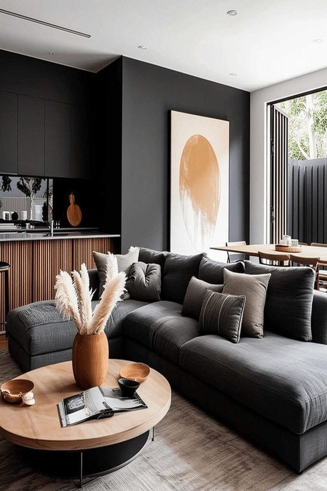 Orange Circle Anchors Modern Living Space