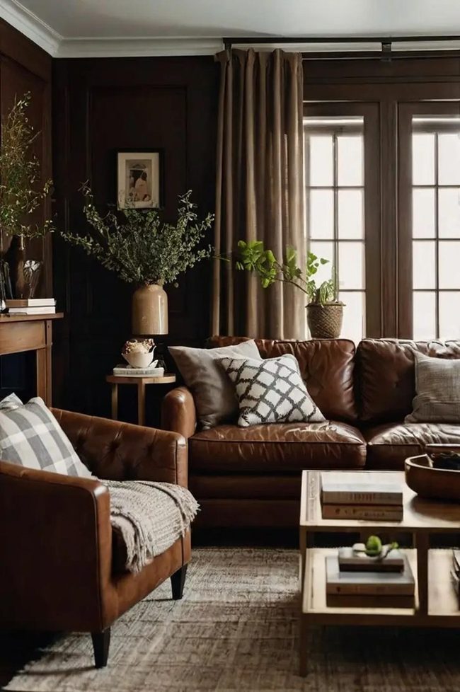 Dark Brown Couch Through Four Seasons