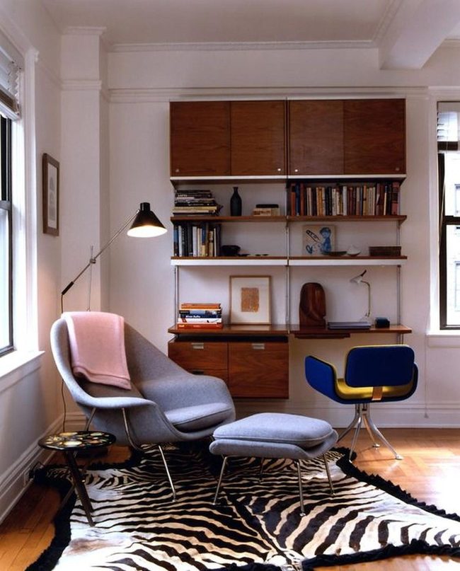 Gray Plush Chair With Zebra Accent