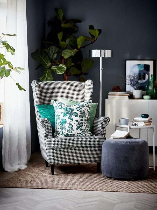 Dark Walls With Green Plant Corner