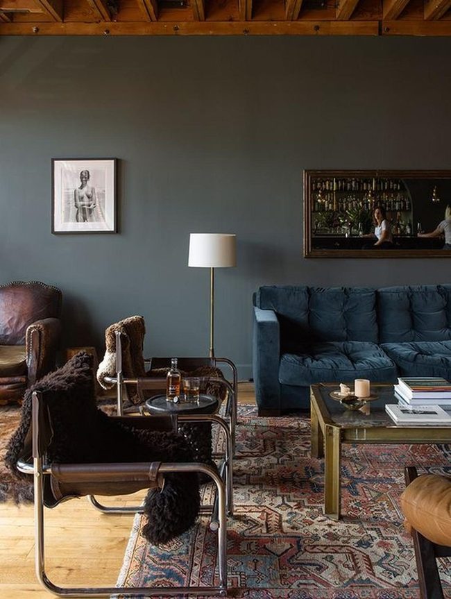 Deep Blue Luxury Living Room
