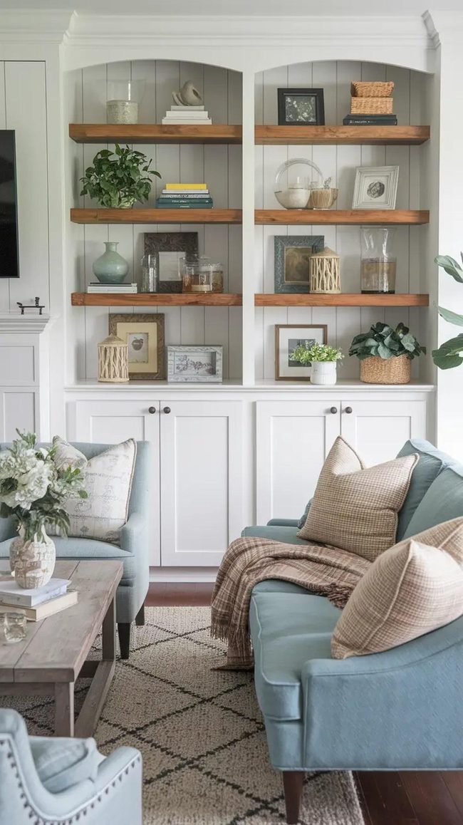 Reclaimed Wood Shelves Display Antiques