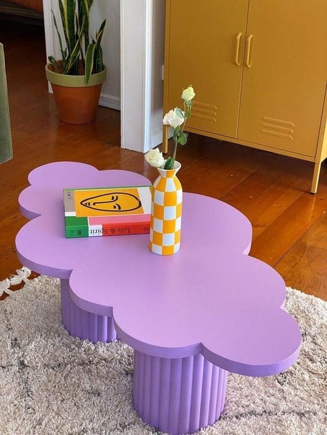Purple Cloud Table With Yellow Accents
