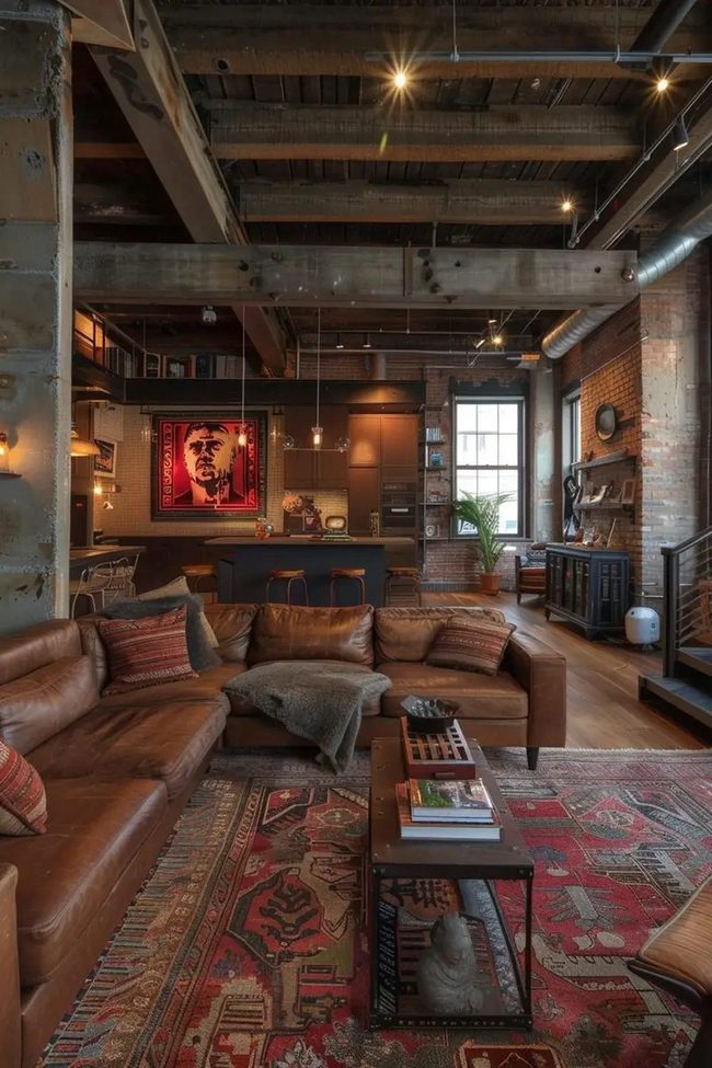 Exposed Brick Meets Warm Wood