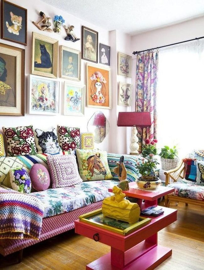 Pink Table, Eclectic Art Walls