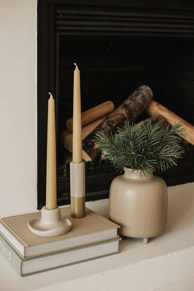 Layered Candles Frame Empty Hearth