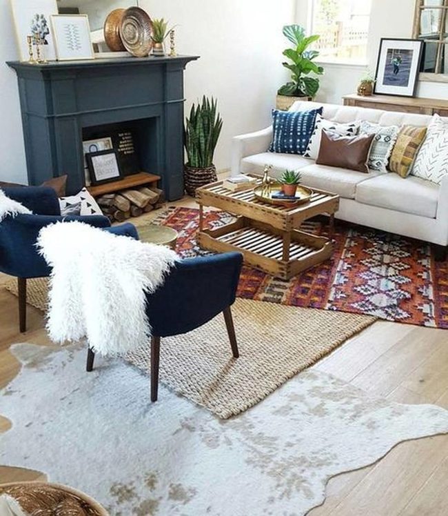 White Couches, Deep Blue Chairs