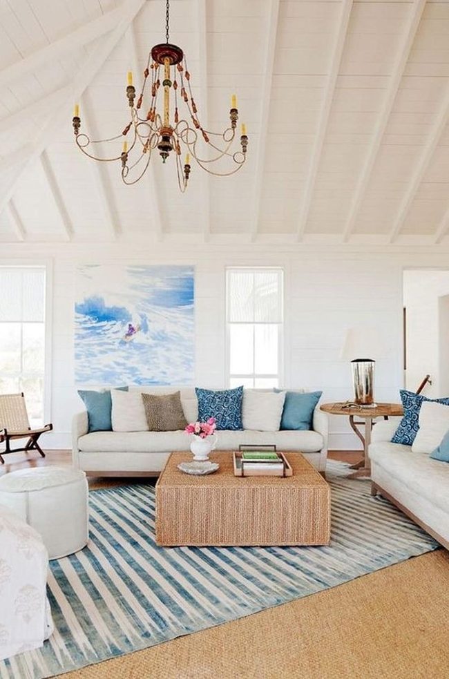 Sloped Ceiling Coastal Living Space