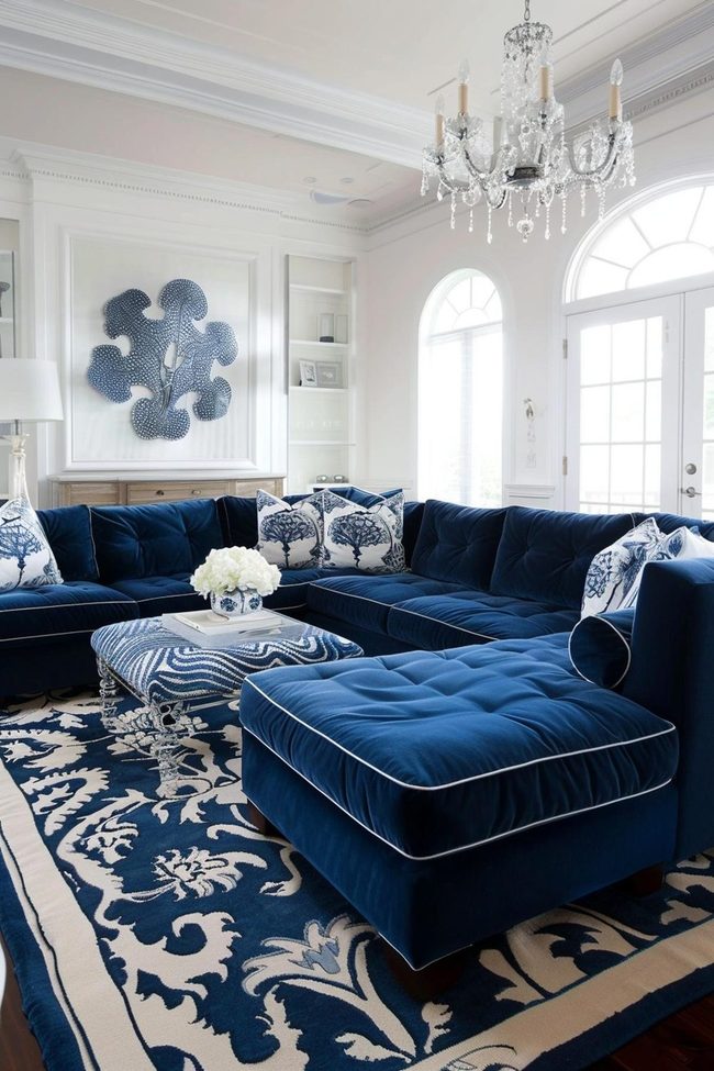 Navy Blue Furniture With Crisp White Elements