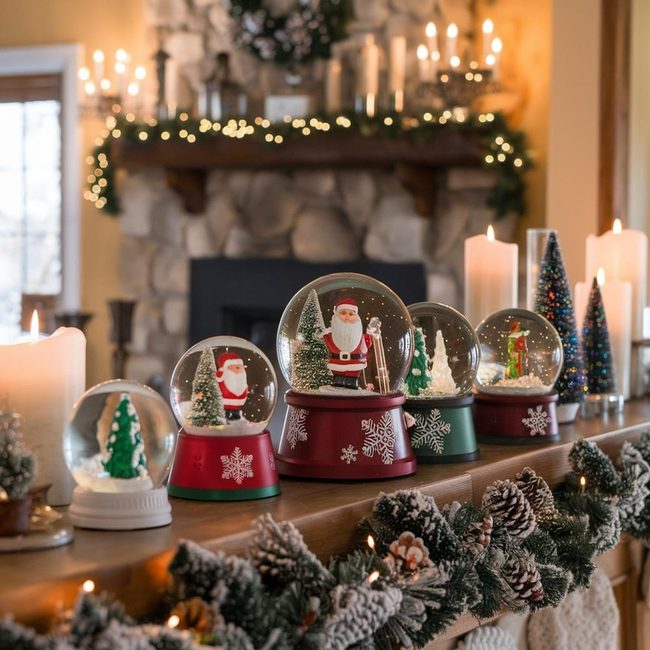 Winter Snow Globes Collection Display