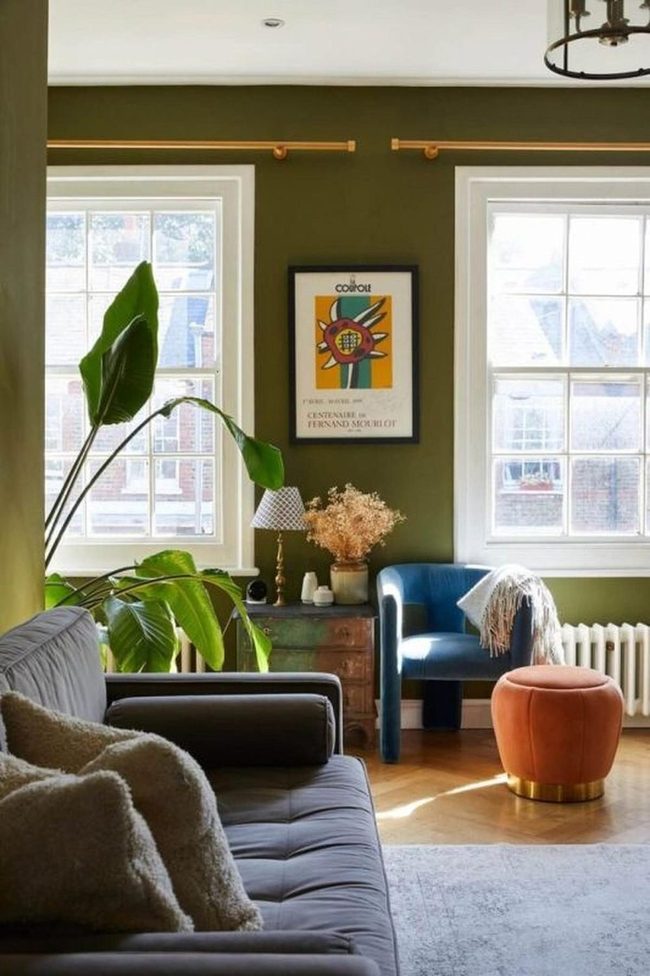 Olive Green Walls, Blue Armchair Pop