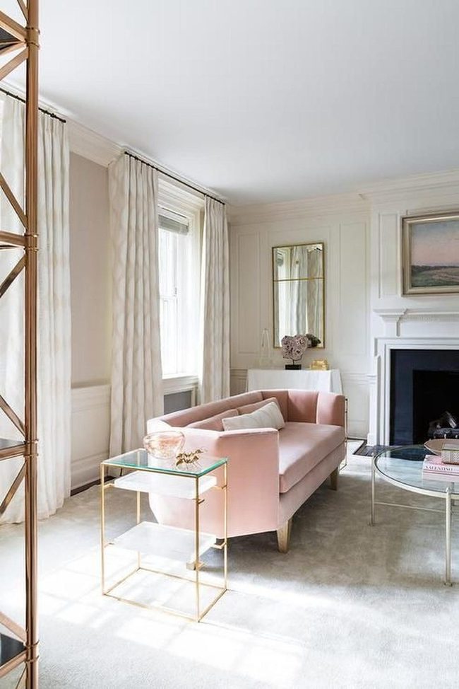 Pink Velvet Sofa Steals Show