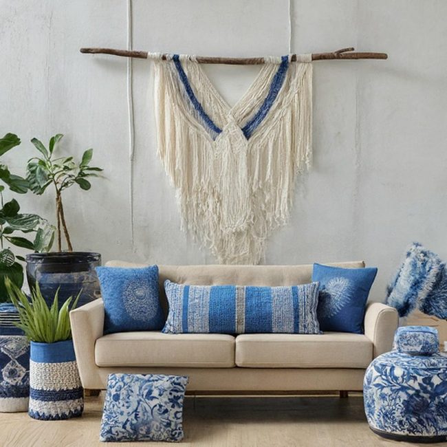 Blue And White Coastal Landscape Art