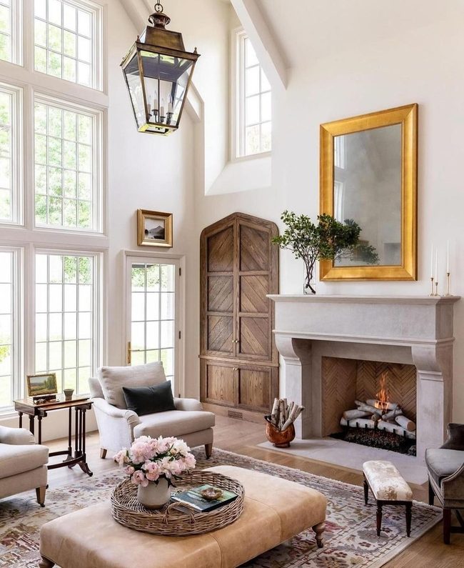 Golden Light Meets Fireplace Warmth