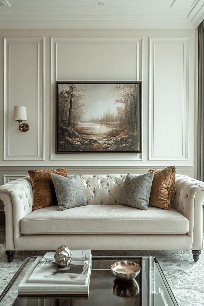Velvet And Gold Transitional Living