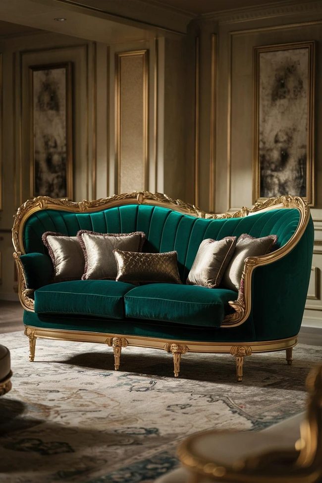 Emerald Sofa With Marble Luxury