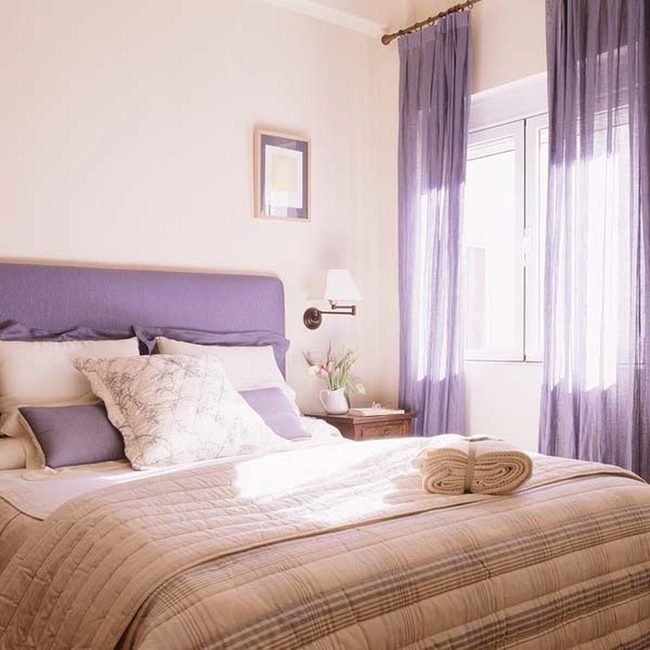 Purple Curtains Soft Bedroom Light