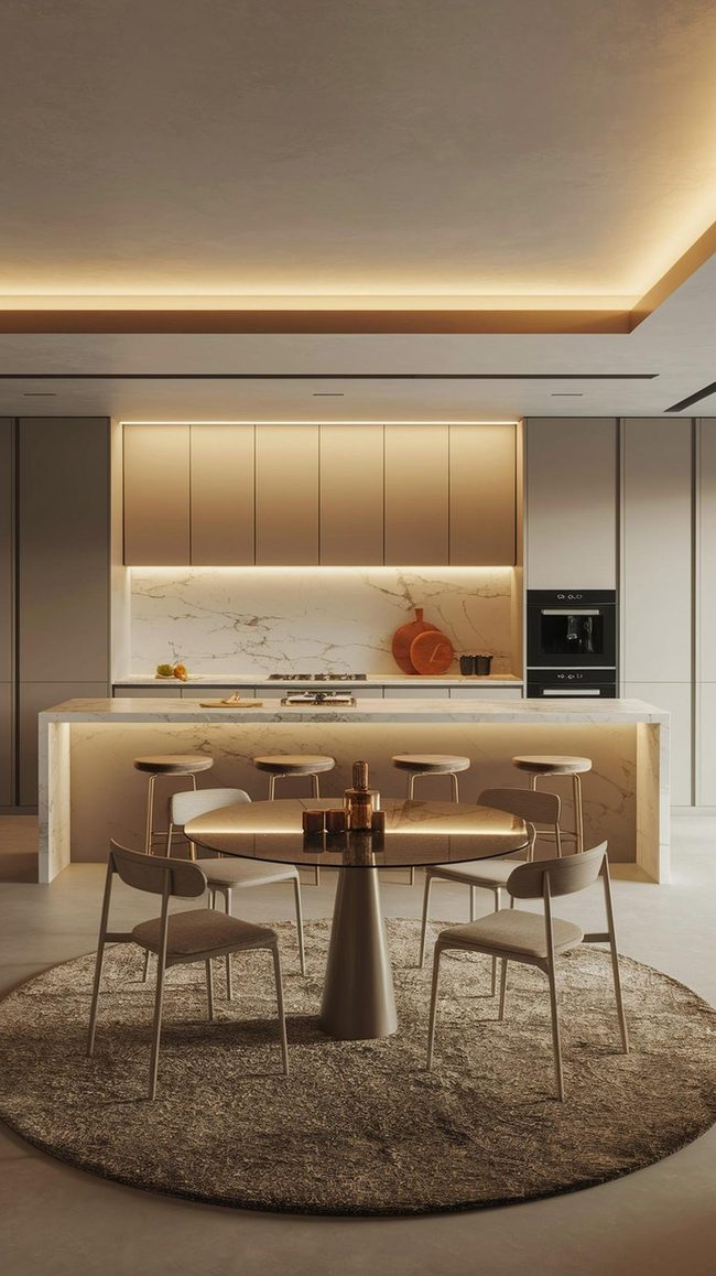Marble Counters Meet Soft Metallic Accents