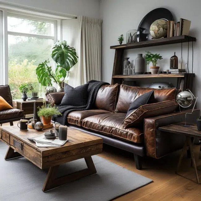 White Leather Couch Statement Piece