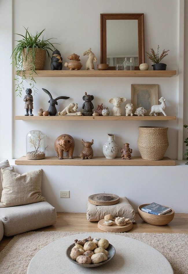 Shelves Showcasing Personal Collections And Interests