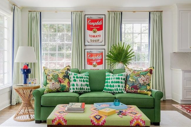 Lime Green Sofa Floral Paradise