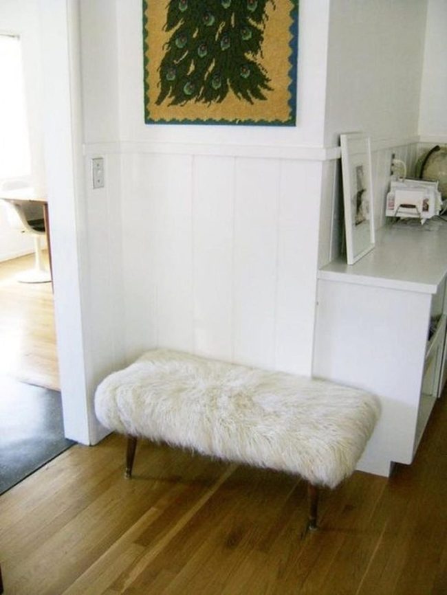 White Fluffy Bench Reading Nook