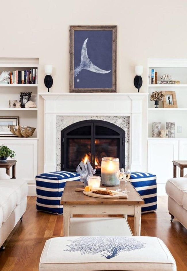 Fireplace Shelves Meet Coastal Calm