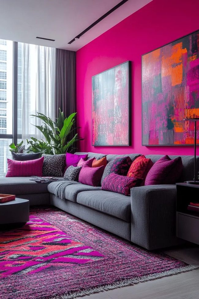 Fuchsia Pink Statement Wall