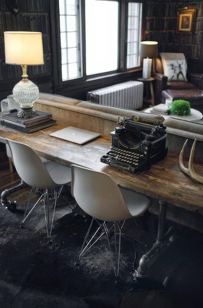 Dark Wood Library Study Corner