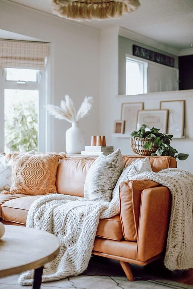 Leather Couch Brown Comfort Zone