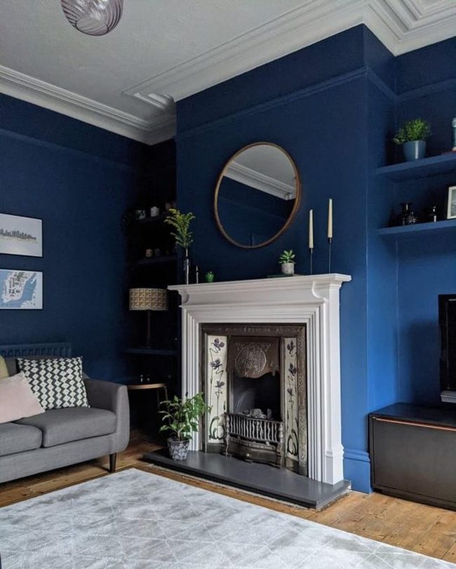 Deep Blue Walls, Fireplace Statement