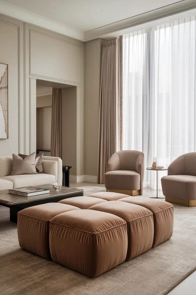 Velvet Ottoman Statement Piece