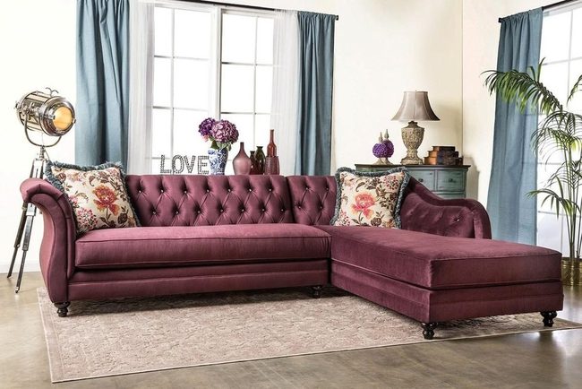 Deep Plum Chesterfield Sofa Bed