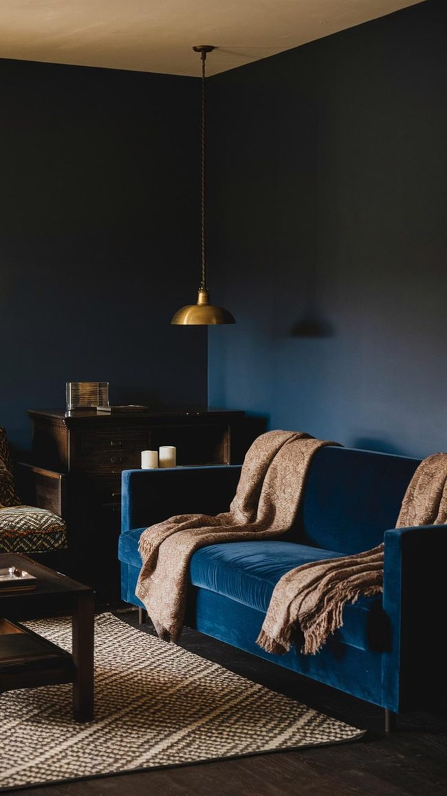 Electric Blue Velvet Sofa Statement