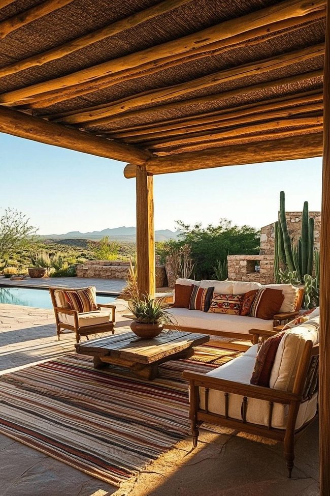 Terracotta And Turquoise Desert Patio