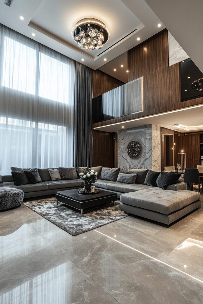 Black And Neutral Modern Sectional