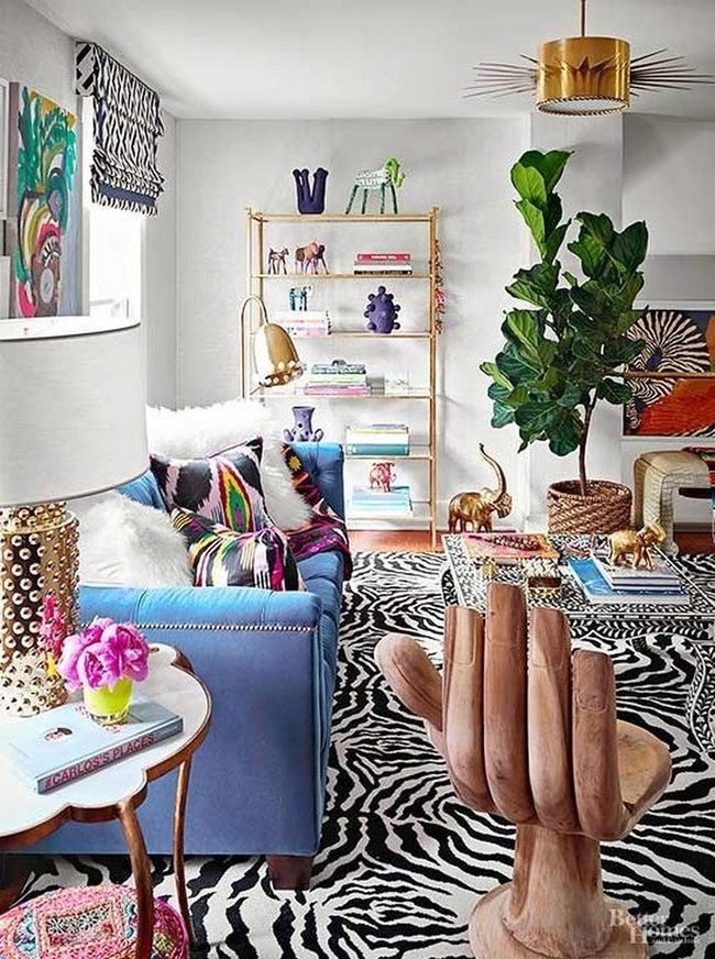 Bright Blue Couch Zebra Floor