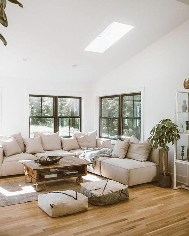 Sunlit White Living Room With Sectional