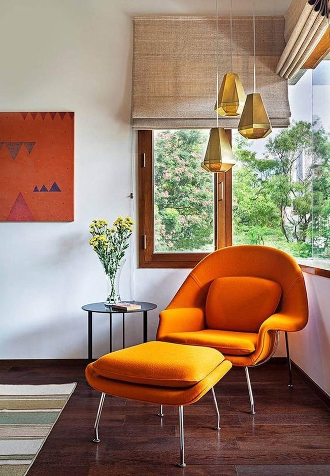 Orange Reading Nook With Golden Light