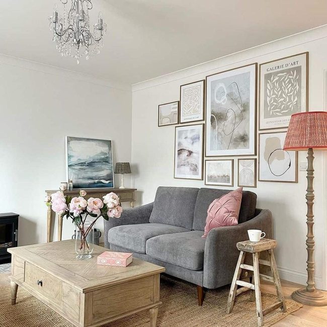 Grey Couch Pink Velvet Accent