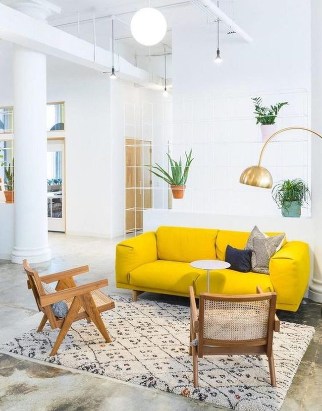 Yellow Sofa Anchors Modern Living