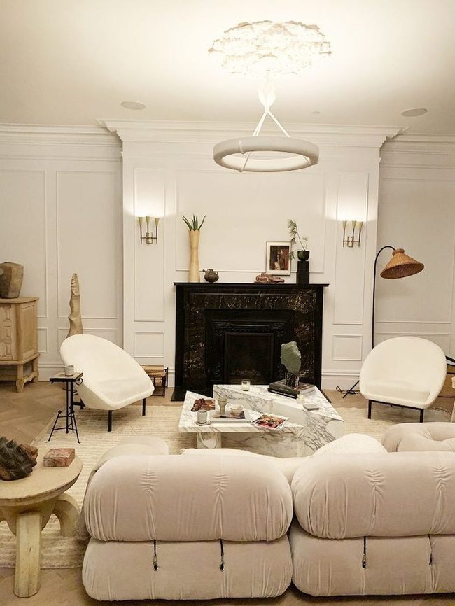 Sculptural Fireplace White Room